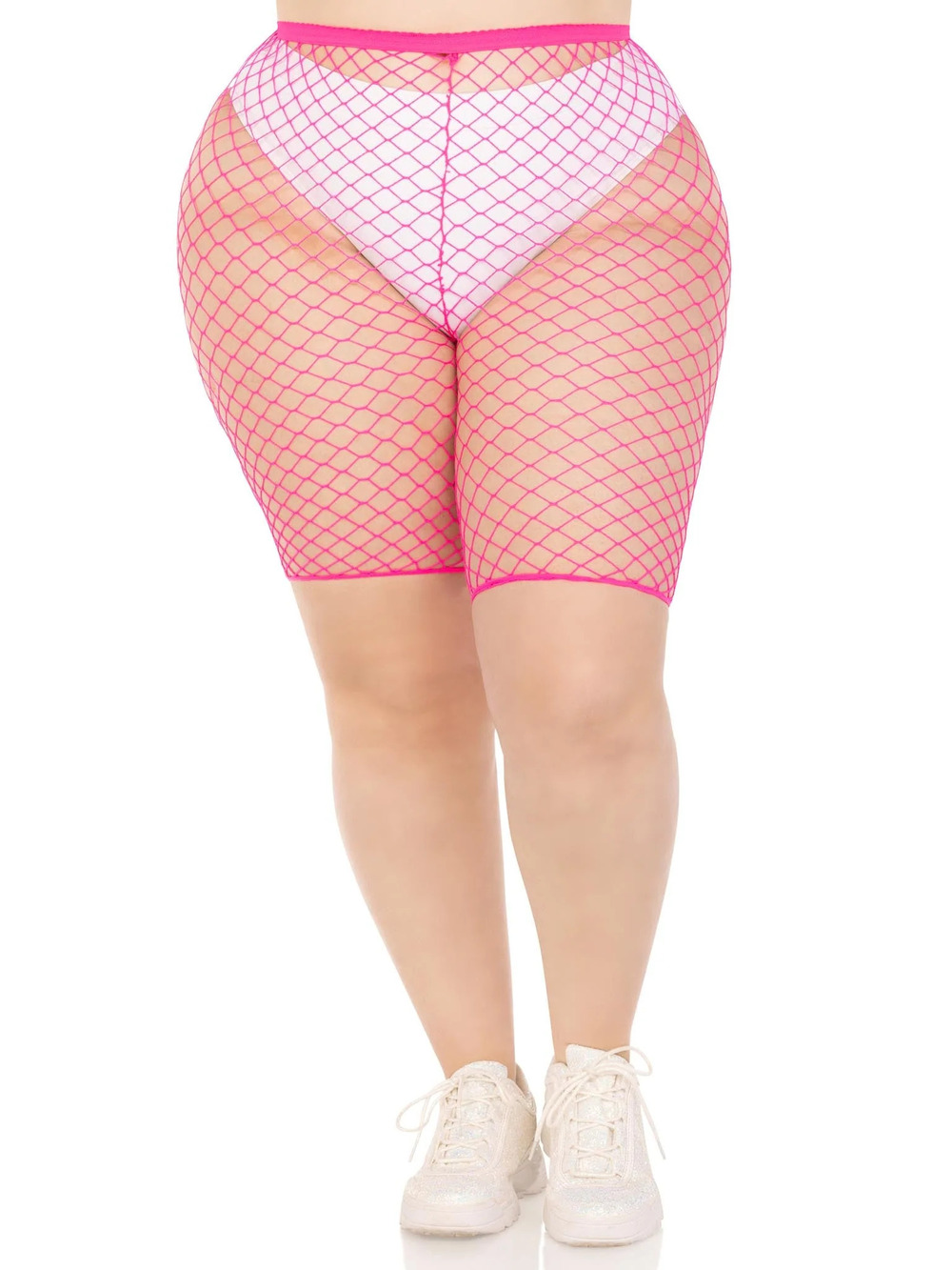 leg Avenue - Troublemaker Fishnet Biker Short - NEON PINK